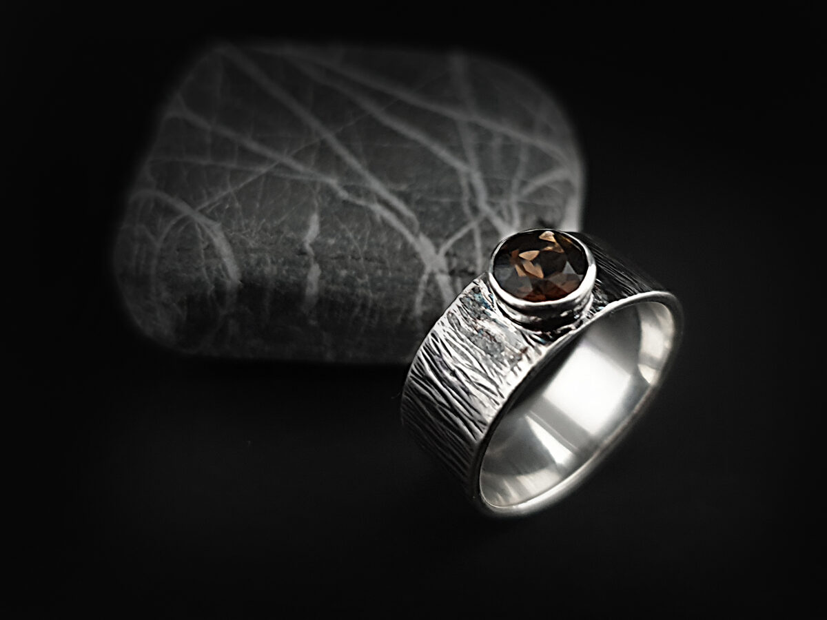 Oksidēts sudraba gredzens ar dūmu kvarcu, Ø16,8