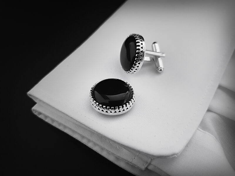 Sterling silver cufflinks with onyx 