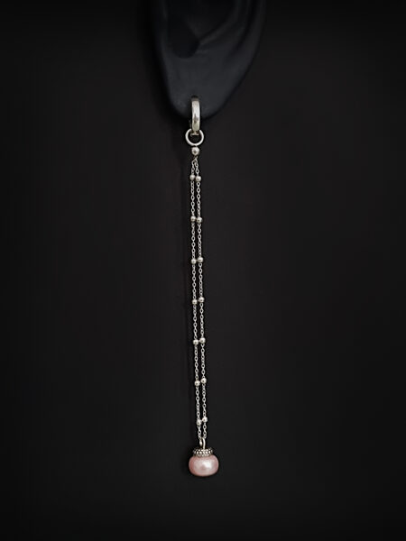 Длинные серебряные серьги (11см) с пресноводным жемчугом 