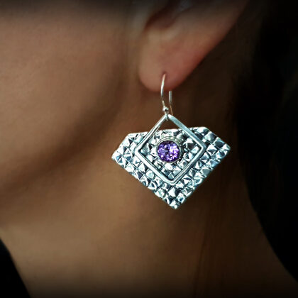 Sterling silver earrings with amethyst