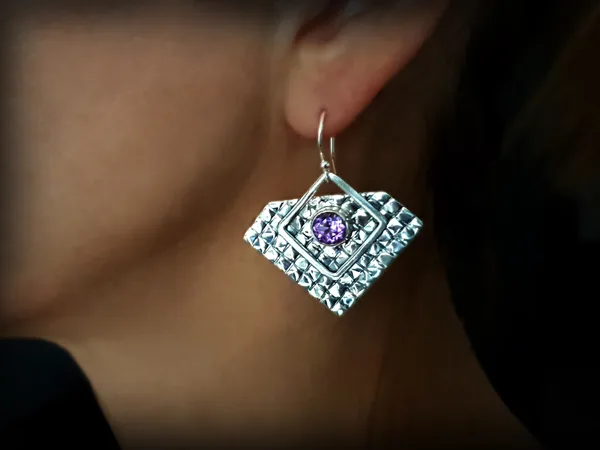 Sterling silver earrings with amethyst