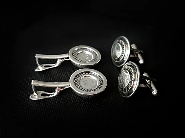 Sterling silver earrings and cufflinks for the 25th wedding anniversary - silver anniversa