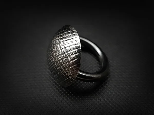 Oxidized sterling silver ring with texture